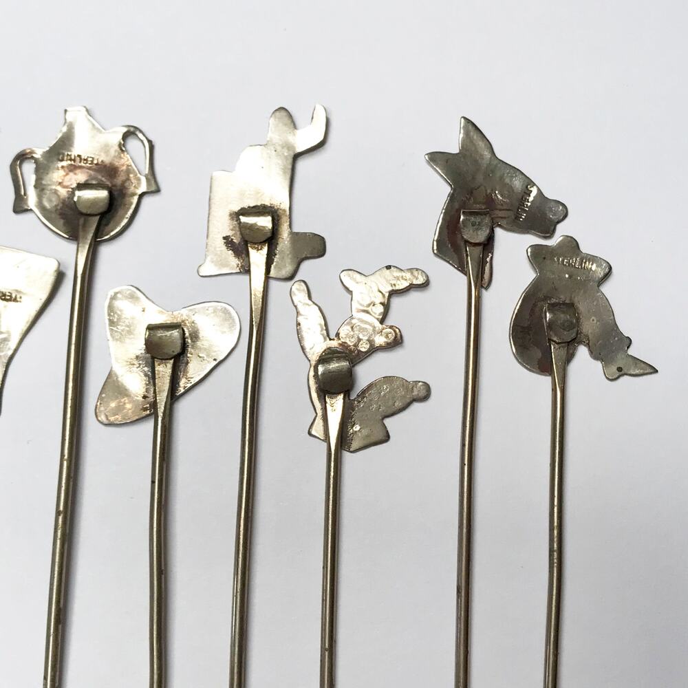 VTG 12 Vintage Sterling Silver Mexican Appetizer Cocktail Hors D'oeuvres Forks - Picture 13 of 13